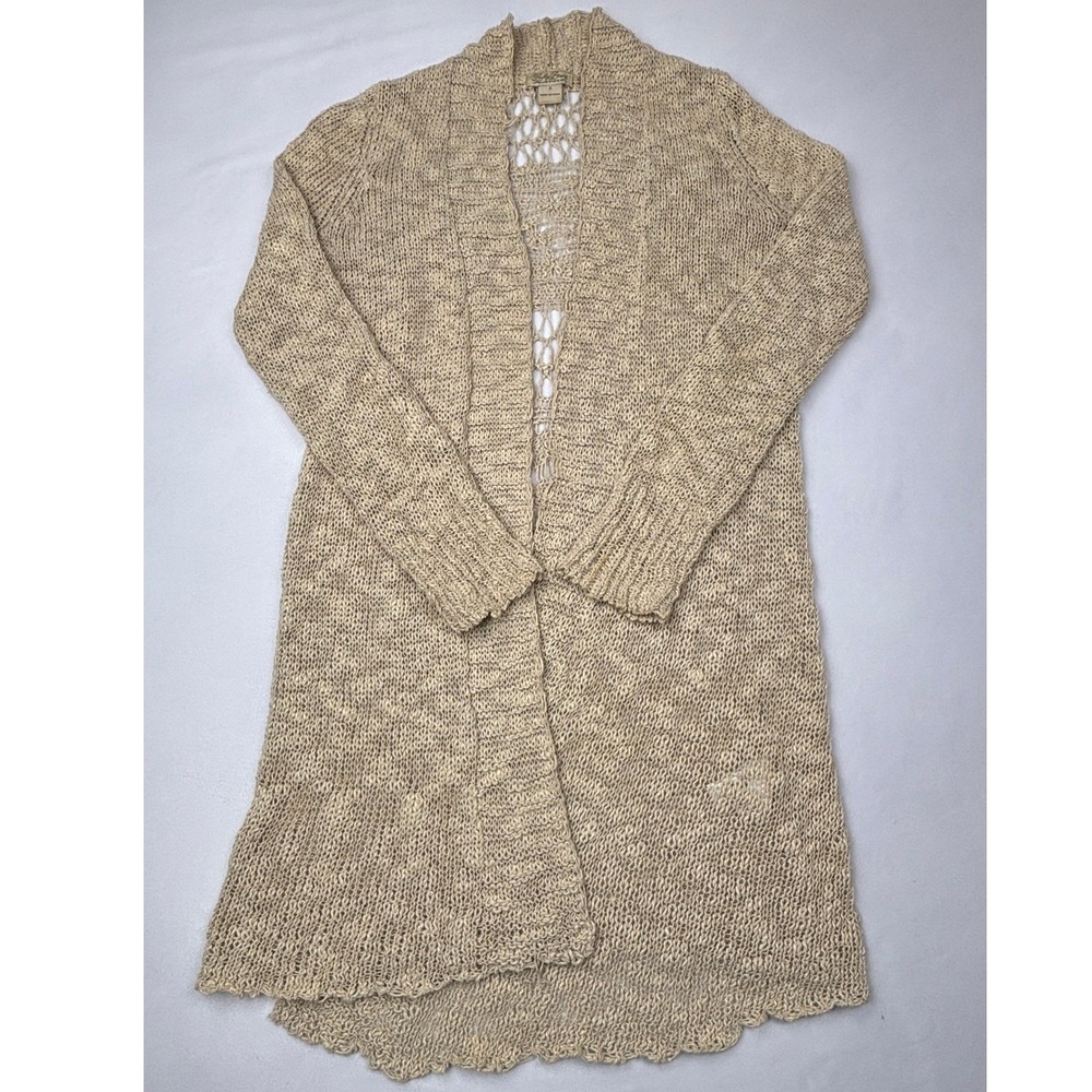 Lucky Brand Crochet Duster Cardigan Sweater Womens Small Cream‎ Open Weave Knit